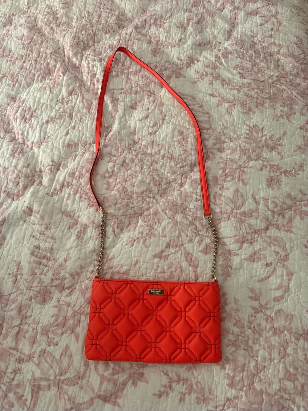 kate spade Quilted Red Crossbody with Gold Chain